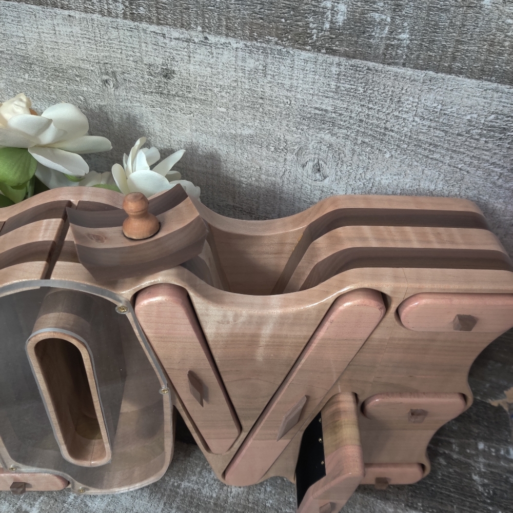 Handcrafted LOVE bandsaw jewelry box & bank*sold - Picture 3 of 8